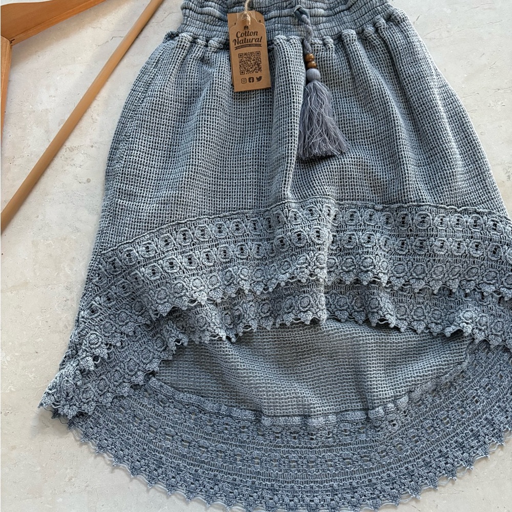 Night blue Midi Skirt with Lace Detail